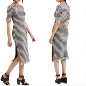 TopShop Tweed Midi Dress Short Sleeve B&W Sz. 4 Knit